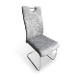 Lily  Handle Back Suede Effect Light Grey Dining Chair