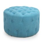 Florence Small Round Turquoise Blue Pouffe