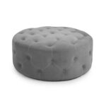 Isabelle Large Round Brushed Velvet Grey Pouffe