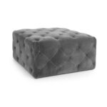 Millie  Medium Square Brushed Velvet Grey Pouffe