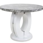 Maisie Round Marble Effect Top High Gloss Grey/White Dining Table
