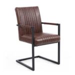 Ruby Cantilever Leather Effect Brown Dining Chair