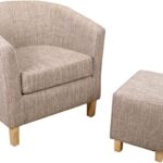 EllaTub Tweed Oatmeal Chair & Stool Set