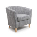 Ella Tub Tweed Grey Chair & Stool Set