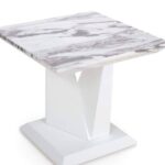 Molly Marble Effect Top High Gloss Grey/White Lamp Table