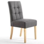 Sophia  Stitched Waffle Back Linen Effect Steel Grey Dining Chair