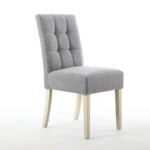 Sophia  Stitched Waffle Back Linen Effect Silver Grey Dining Chair