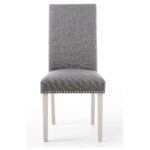 Evie Stud Detail Brushed Velvet Grey Dining Chair