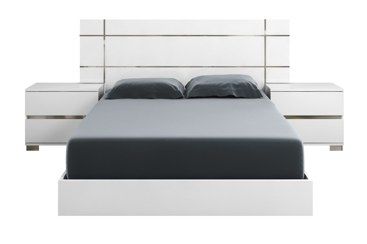 Dream Bedroom - Bed Ember White Bedside Cabinet - Image 1
