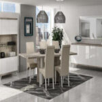 PAIGE Stone Effect Italian 160cm Fixed Dining Table + Chairs Set