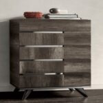ROWAN Vintage Oak High Gloss 5 Drawer Chest