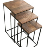SAIRA  Stool Set /3 Pcs- Sawn Finish
