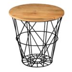 BRINDA  Iron Base Solid Wood Top Side Table