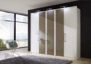 DFG BERN Hinged-door wardrobes (Glass doors in Graphite - Pebble Grey and mirrored doors0 - Image 3