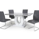 JUPITER  Dining Sets – Marble Effect Medium & 4 Callisto Leather Effect