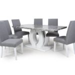 JUPITER  Dining Sets  Marble Effect Large & 6 Rodeo Linen Effect