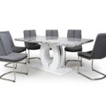 JUPITER  Dining Sets   Marble Effect Large & 6 Triton Linen Effect