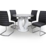 JUPITER Dining Sets – Marble Effect Round & 4 Callisto Leather Effect