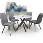 CRYSTAL – White Round & 4 Ariel Linen Effect