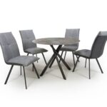 CRYSTAL – Grey Round & 4 Ariel Linen Effect