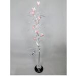 DFG Silver LED Floor Lamp with Pink Glass Shades