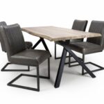 HAYLEE  Dinning Set - Curved Medium & 4 Archer Leather Effect