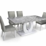 JUPITER Dining Sets –  Marble Effect Large & 6 Rodeo Brushed Velvet