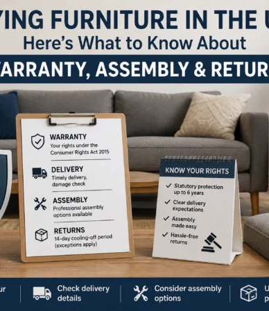 Furniture warranty UK guide covering warranty, delivery, assembly and returns