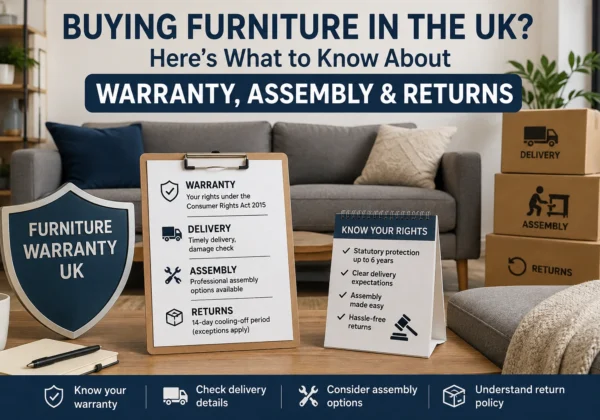 Furniture warranty UK guide covering warranty, delivery, assembly and returns