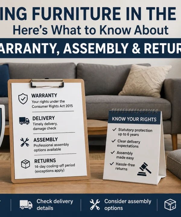 Furniture warranty UK guide covering warranty, delivery, assembly and returns