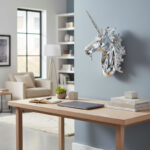 18-Inch Silver Wall-Mounted Unicorn Sculpture