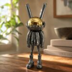 Gunmetal Space Rabbit Sculpture