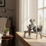 9-Inch Girl Sitting on a Bench Sculpture