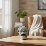 8-Inch Skull with Headphones Figurine