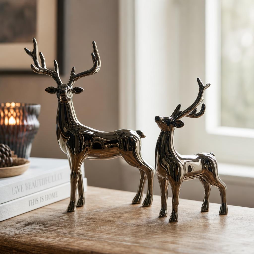 RNG1592 Standing Reindeer Pair Sculpture - Image 1